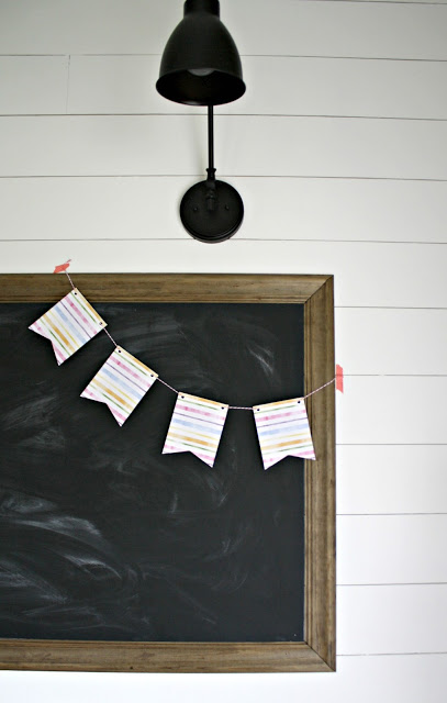 Finished chalkboard with banner hanging