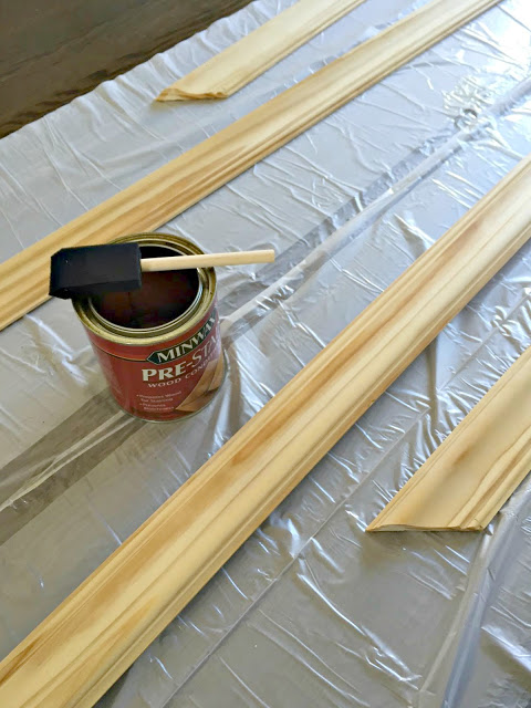 pre-staining the chalkboard trim