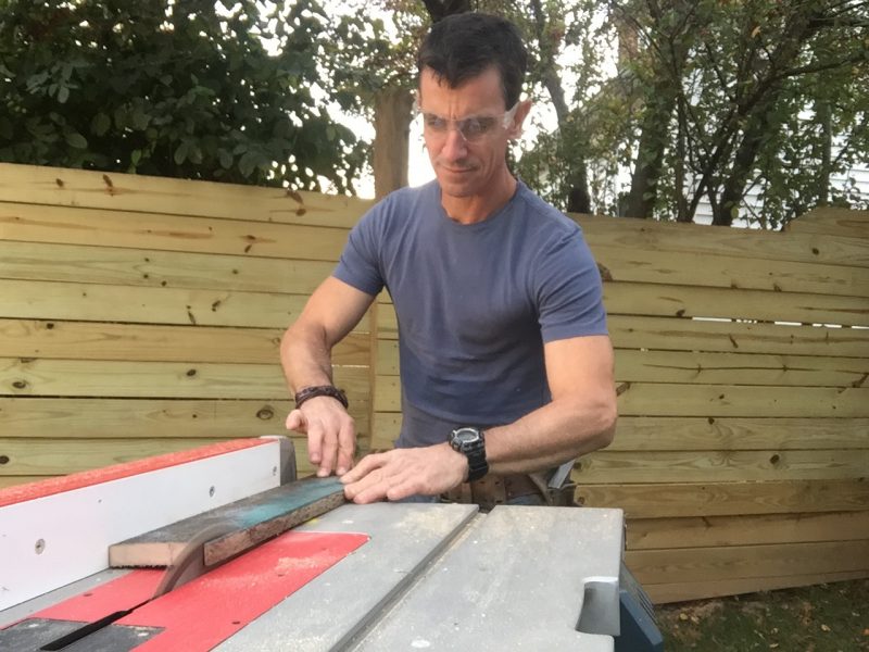 Cutting pallet edges on a table saw
