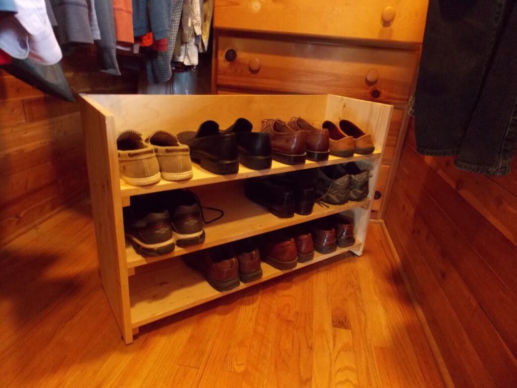 The new shoe rack is now complete and ready to hold shoes