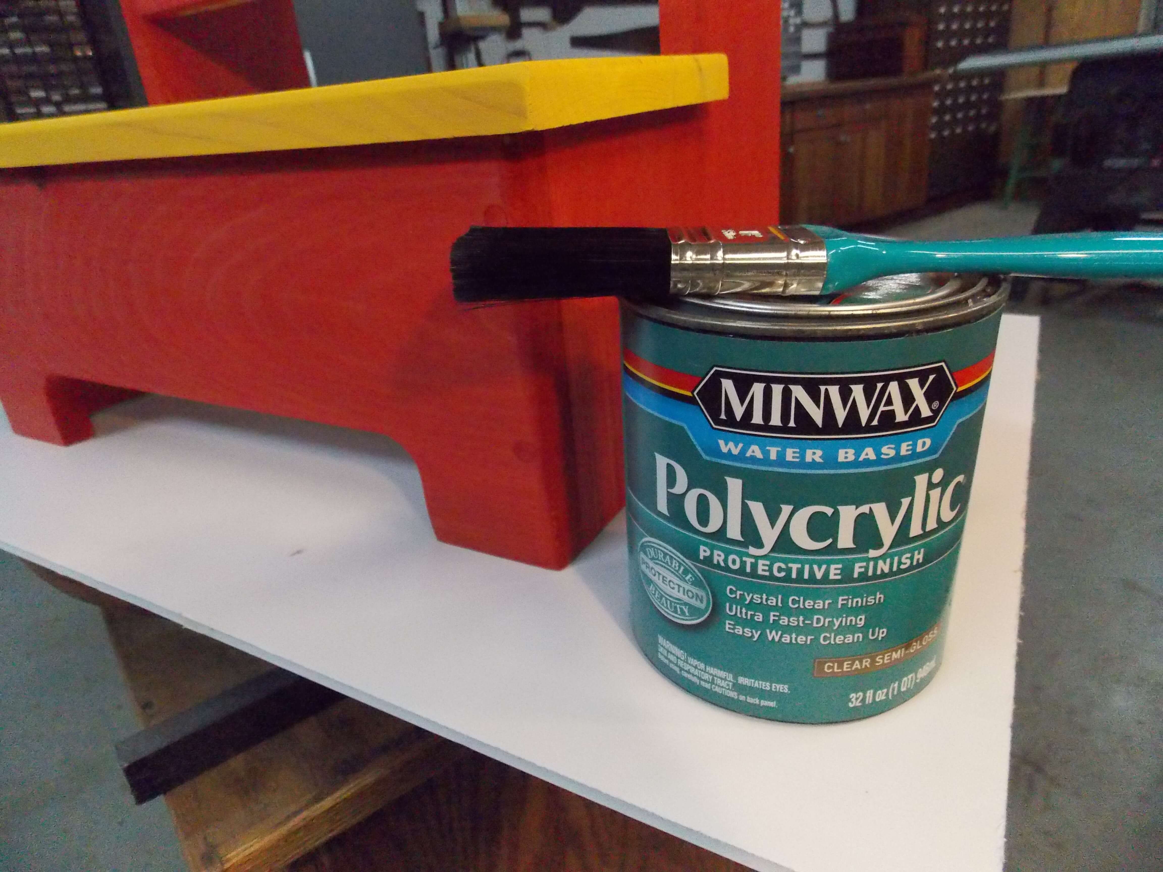 Minwax Polycrylic Protective Wood Finish Alongside Colorful Step Stool