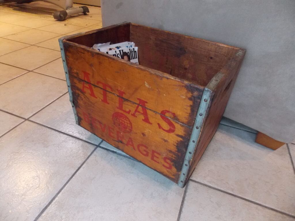 Finished vintage crate project with casters