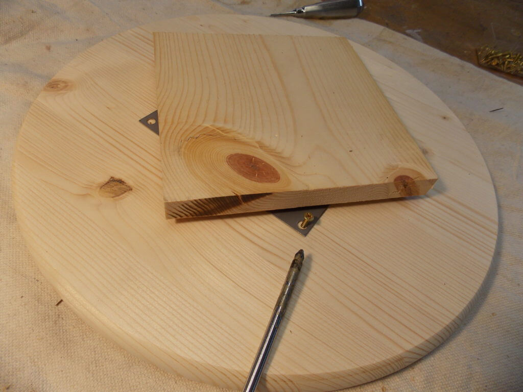 Attach Roller-Bearing Mechanism to Pre-Cut Round Pine Top