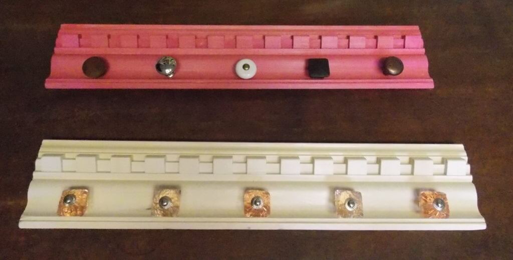 Completed DIY Wall Mount Jewelry Displays in Pink and White